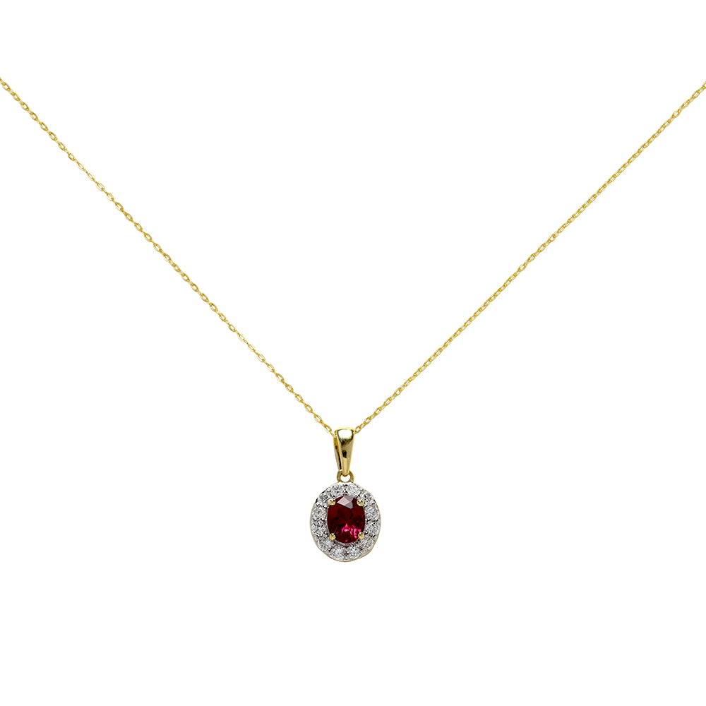 Colgante Sian de Oro 9K con Rubí y Diamantes Creados