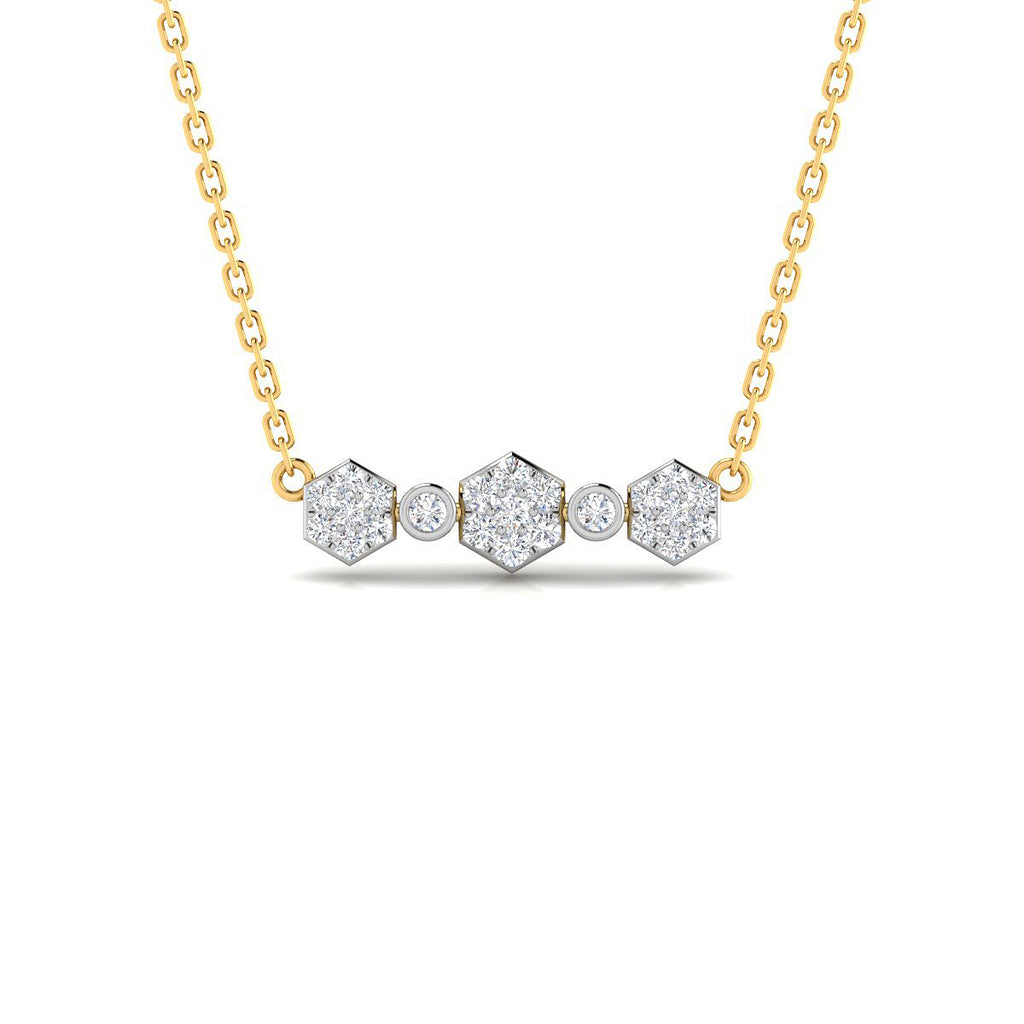 Gargantilla Tres Flores con Diamantes Creados en Vermeil