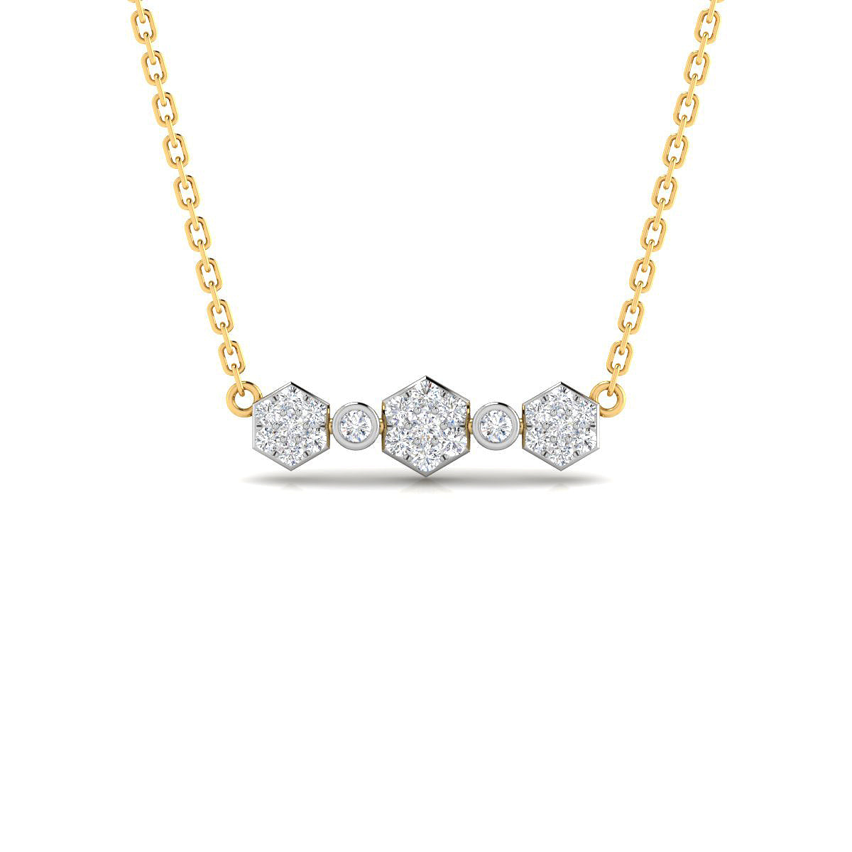 Gargantilla Tres Flores con Diamantes Creados en Vermeil
