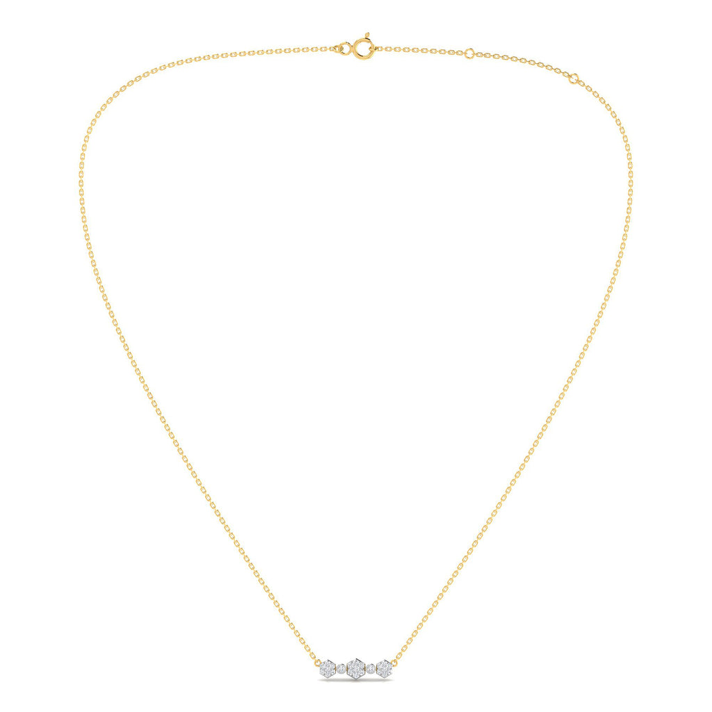 Gargantilla Tres Flores con Diamantes Creados en Vermeil