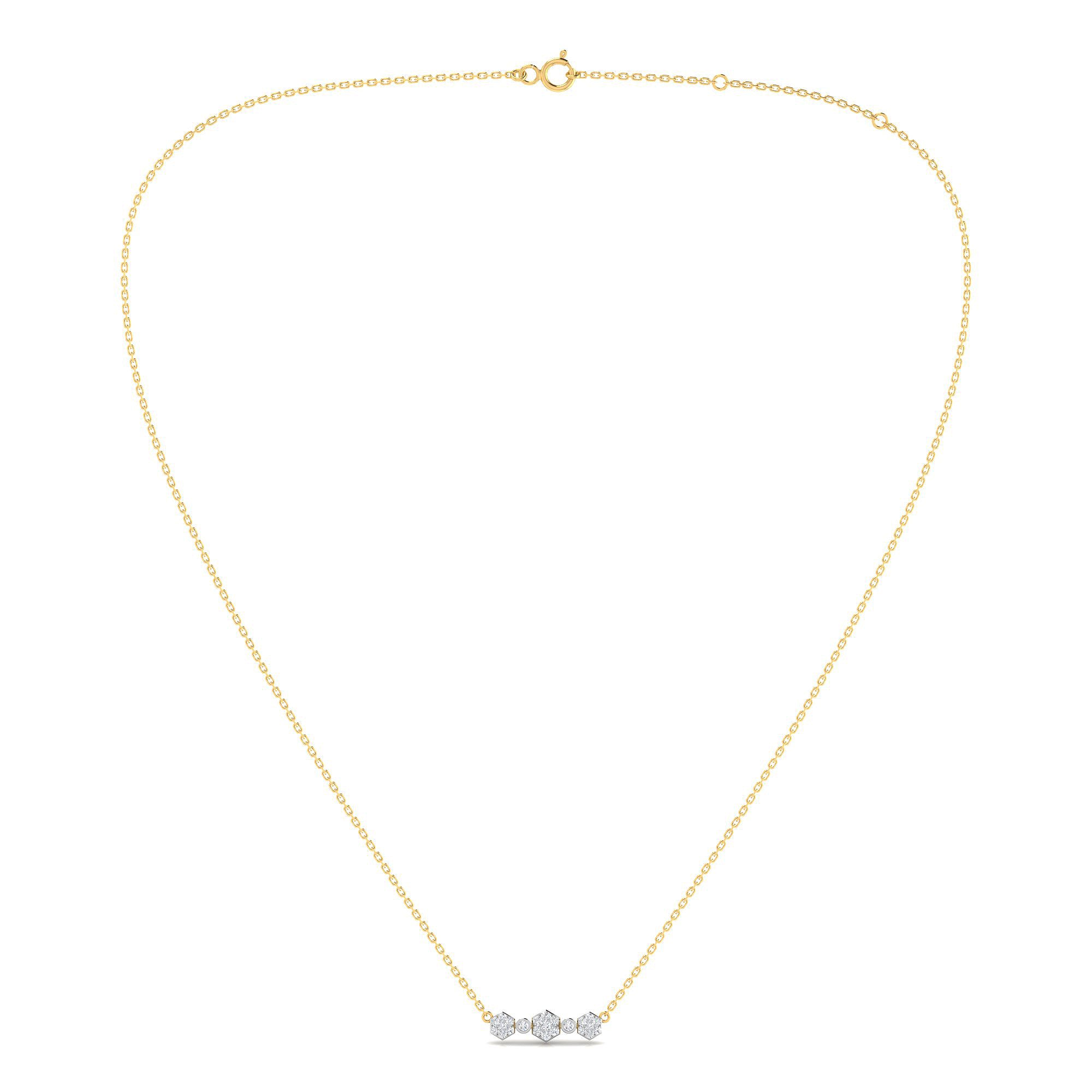 Gargantilla Tres Flores con Diamantes Creados en Vermeil