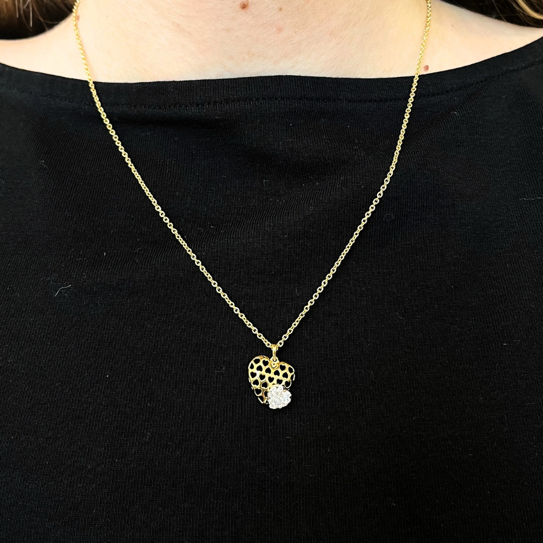 Gargantilla Corazón de Vermeil con Diamantes Creados