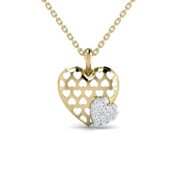 Cadena y Colgante Corazón 15 Diamantes Creados 0.2 en Vermeil