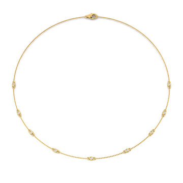 Cadena y Colgante 9 Diamantes Creados 0.27 en Vermeil