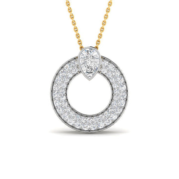 Cadena y Colgante Círculo con 48 Diamantes Creados 1.10 en Vermeil