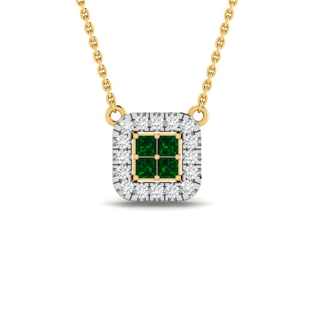 Gargantilla con Esmeraldas y Diamantes Creados en Vermeil