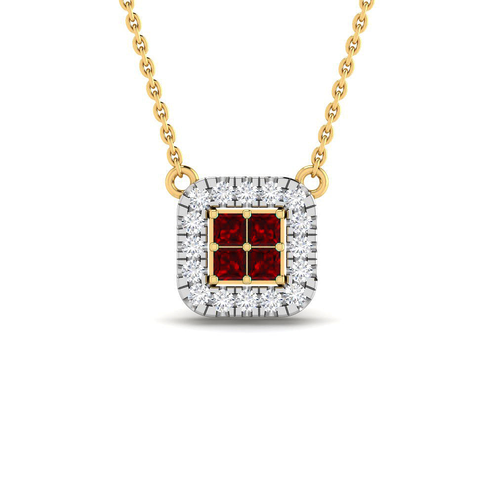 Gargantilla con Rubíes y Diamantes Creados en Vermeil