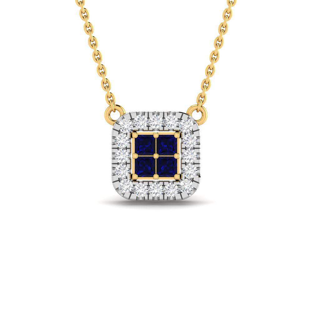 Gargantilla con Zafiros y Diamantes Creados en Vermeil
