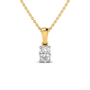 Cadena y Colgante 4 Grapas Oval 1 Diamante Creado 0.31 en Vermeil