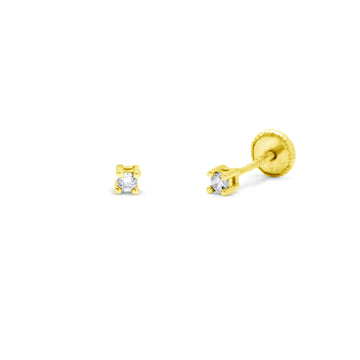 Pendientes Bebé 4 grapas con Diamantes Creados 0,06 quilates en Oro Amarillo 9 Kilates