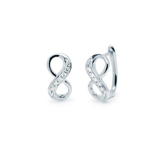 Pendientes Infinito con Diamantes Creados 0,10 Quilates en Oro Blanco