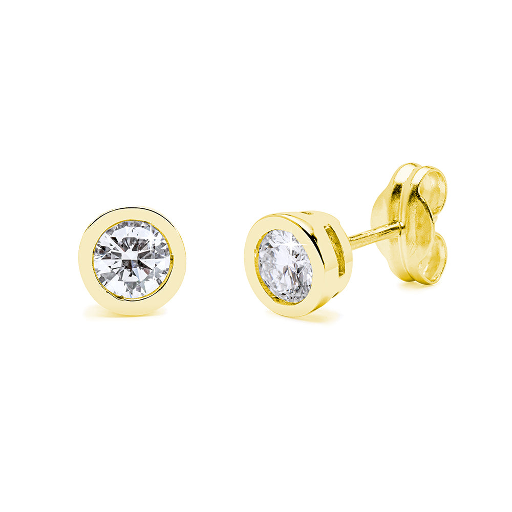 Pendientes Redondos Aray con Diamante Creado de 0,60 Quilates en Oro Amarillo