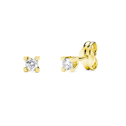 Pendientes 4 grapas gruesas Yolanda con Diamante Creado de 0,20 Quilates en Oro Amarillo