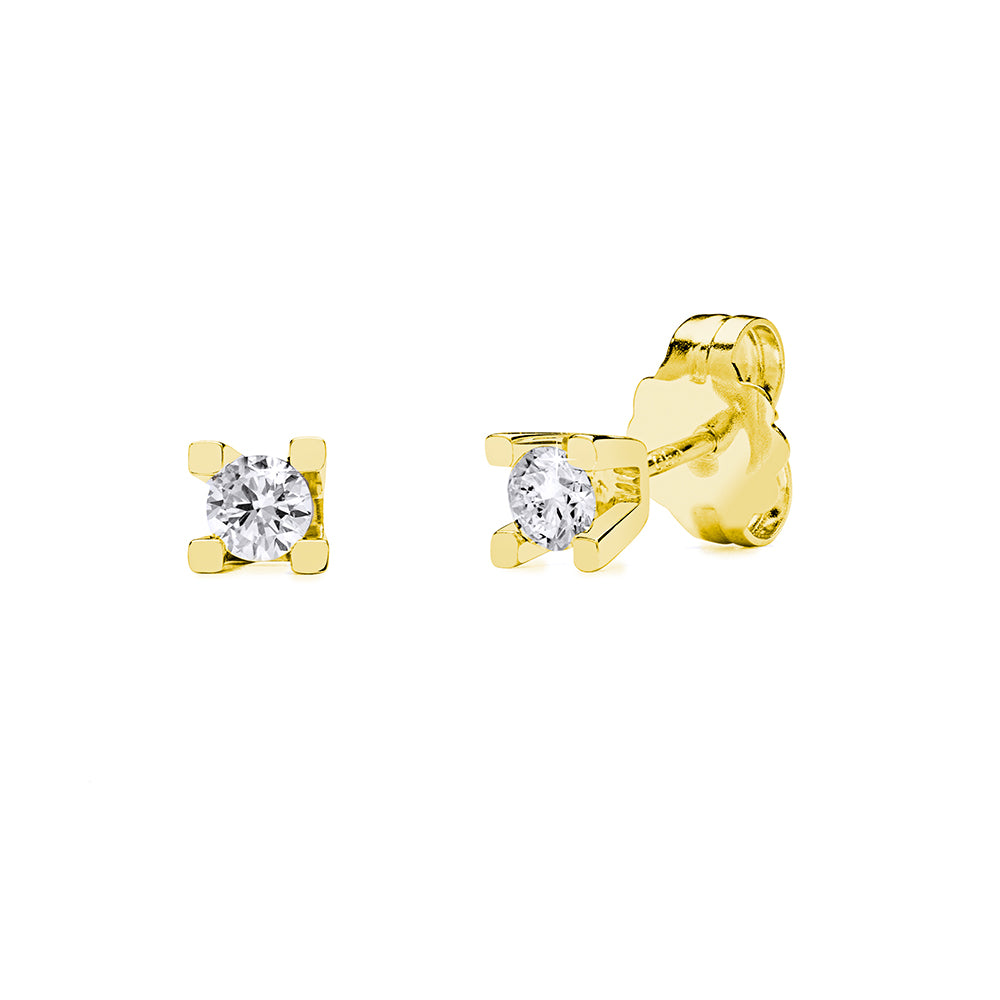 Pendientes 4 grapas gruesas Yolanda con Diamante Creado de 0,40 Quilates en Oro Amarillo