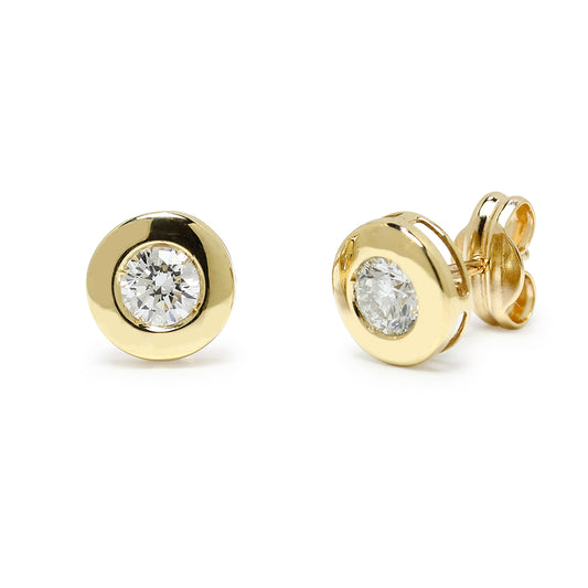 Pendientes Redondos con Diamantes Creados de 0.25 Quilates en Oro de 18 Kilates