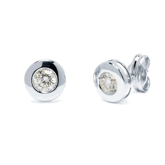 Pendientes Redondos con Diamantes Creados de 0.25 Quilates en oro de 9 Kilates