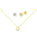 Conjunto Mery Cadena con Colgante y Pendientes con Diamante Creado en Oro Amarillo 9 Kilates