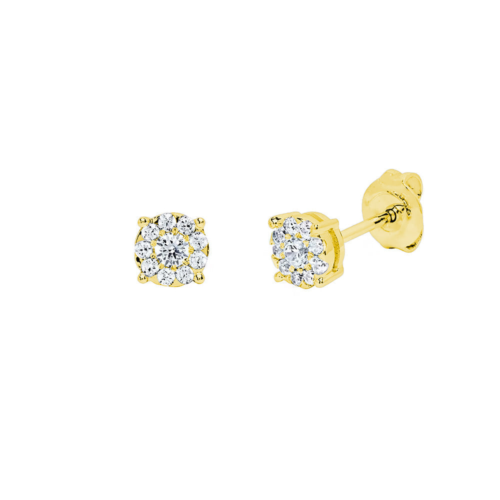 Conjunto Mery Cadena con Colgante y Pendientes con Diamante Creado en Oro Amarillo 9 Kilates