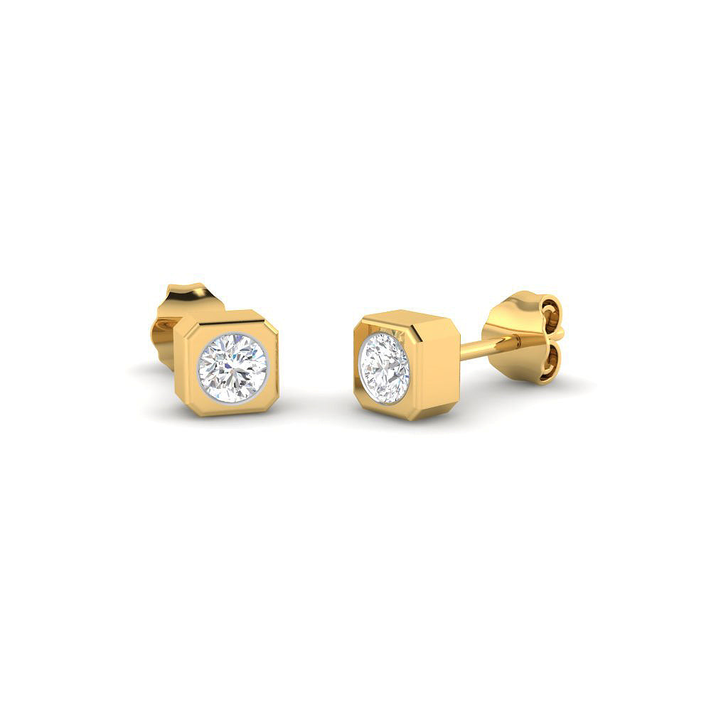 Pendientes Cuadrados con Diamantes Creados en Vermeil