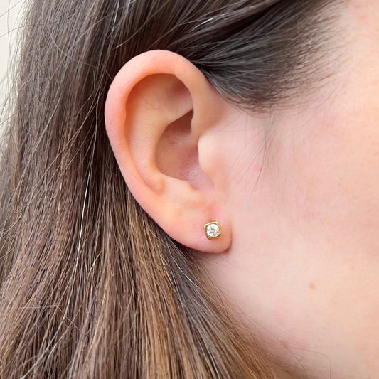 Pendientes Cuadrados 2 Diamantes Creados 0.34 Quilates en Vermeil