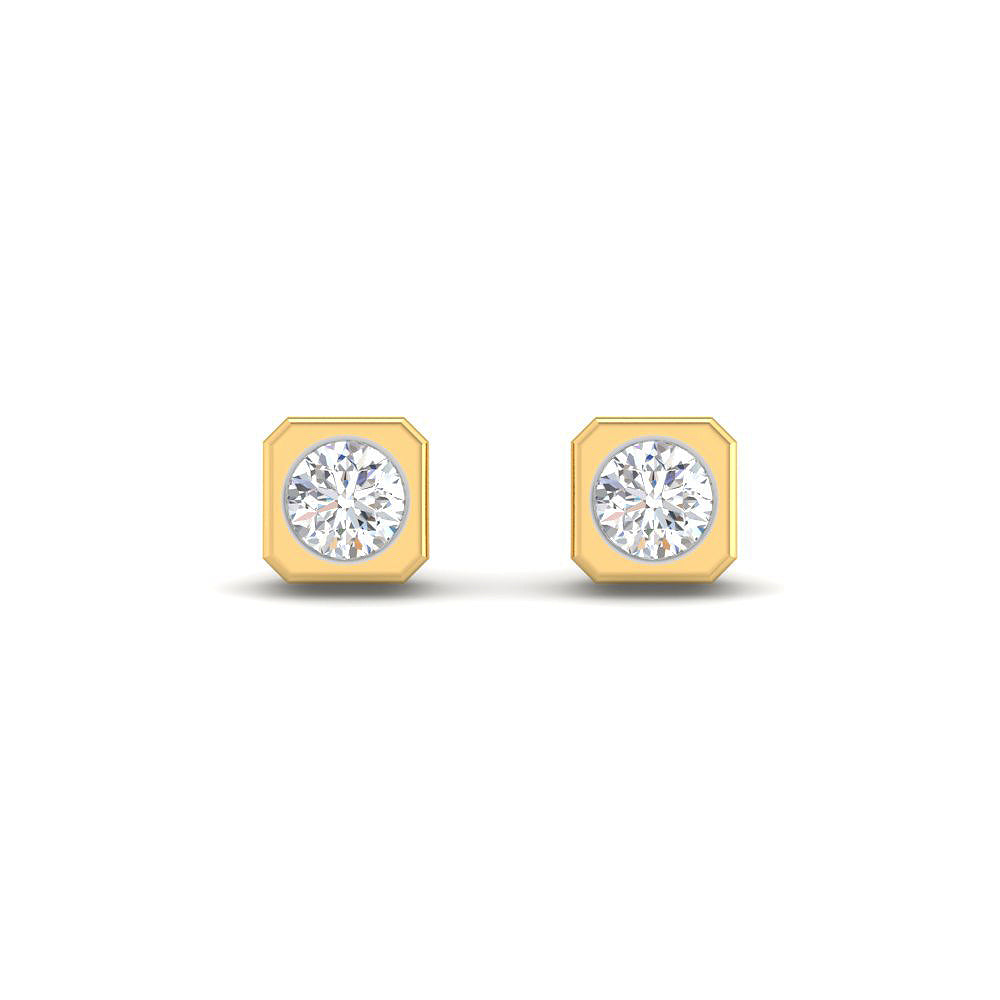 Pendientes Cuadrados con Diamantes Creados en Vermeil