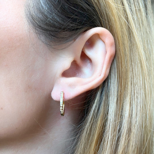 Pendientes de Aro 18 Diamantes Creados 0.17 Quilates en Vermeil