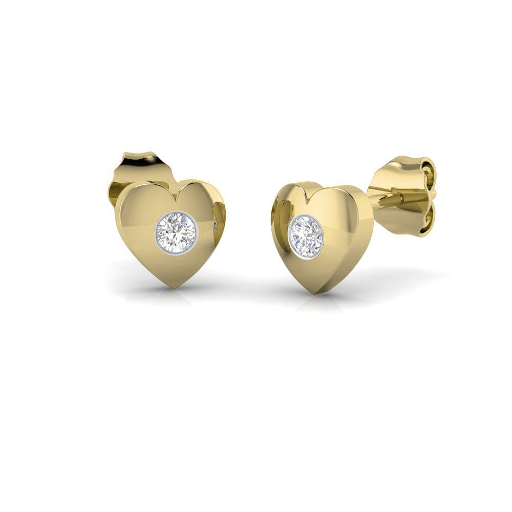 Pendientes Corazón con Diamantes Creados en Vermeil
