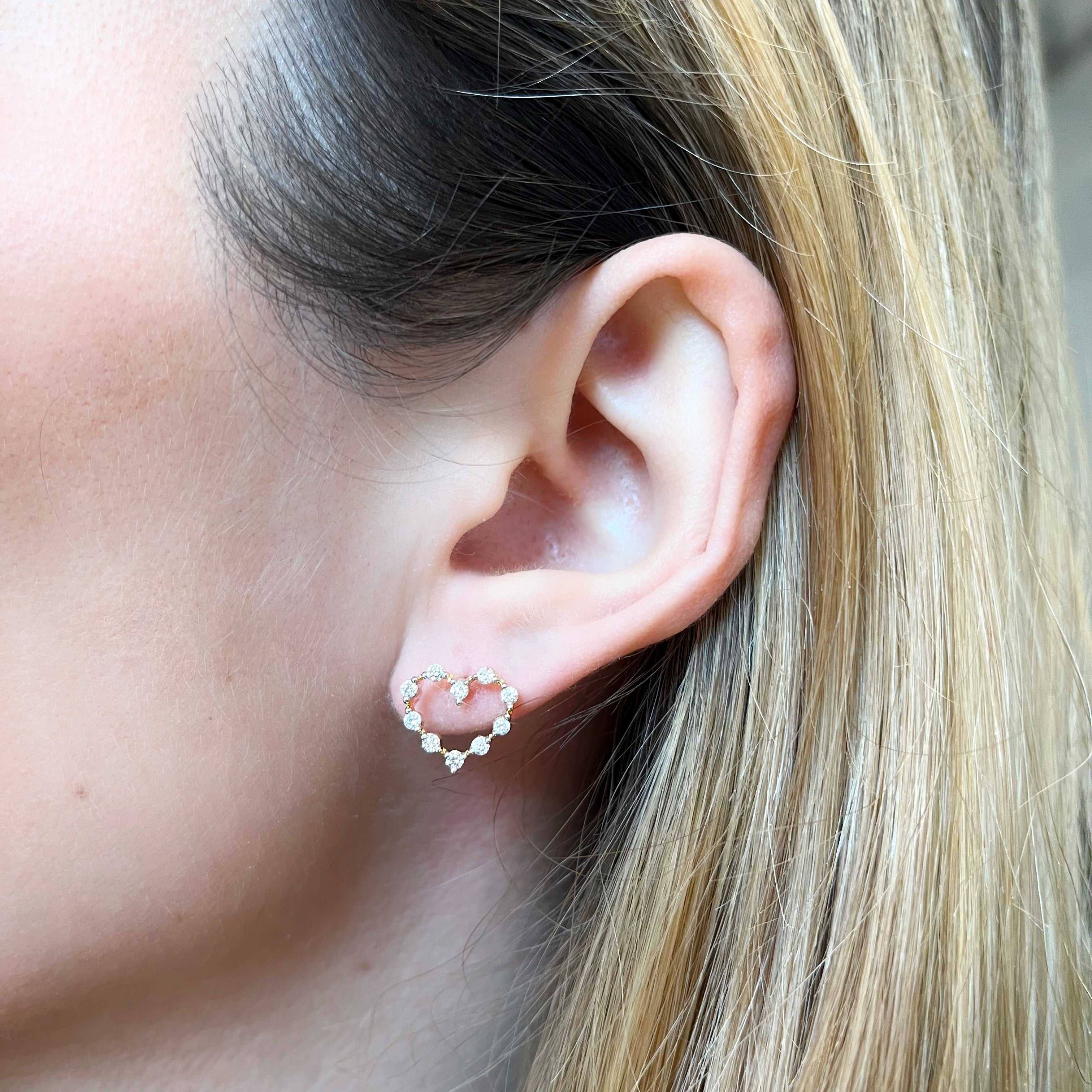 Pendientes Corazón de Vermeil con Diamantes Creados