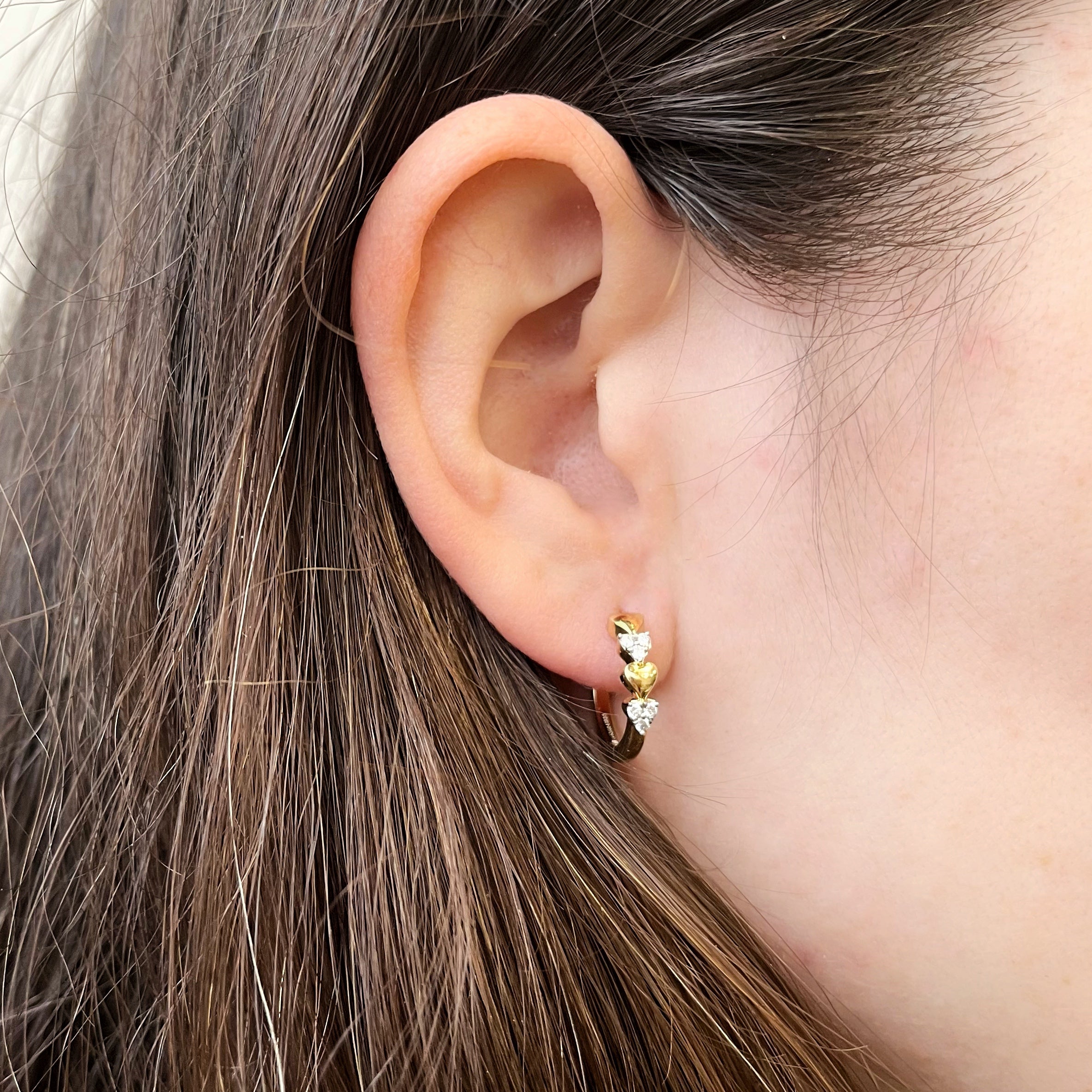 Pendientes Criollas Corazón Vermeil con Brillantes Creados