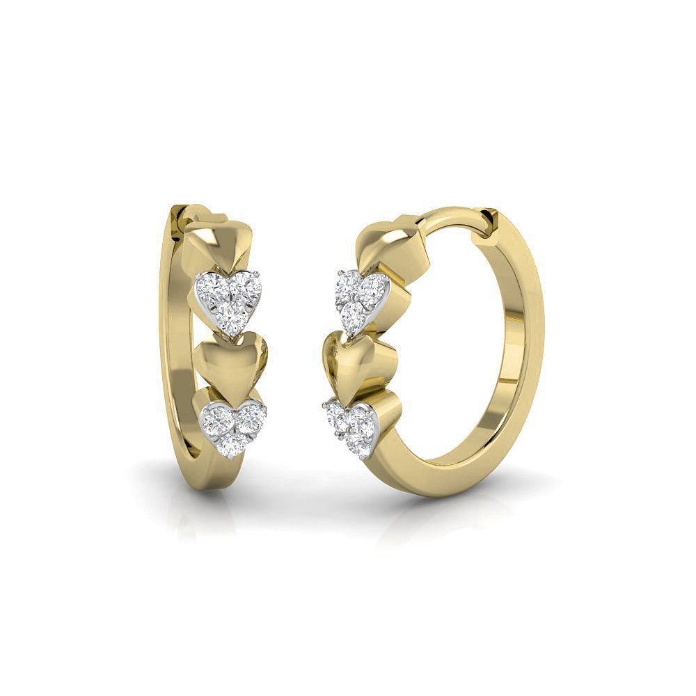 Pendientes Criollas Corazón Vermeil con Brillantes Creados