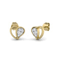 Pendientes de Corazón con Diamantes Creados en Vermeil
