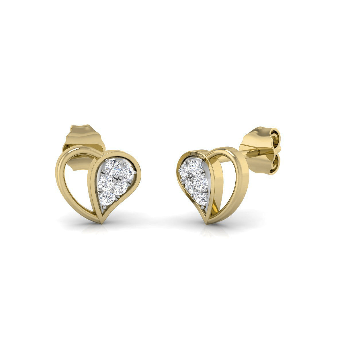 Pendientes de Corazón en Vermeil con Diamantes Creados