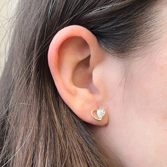 Pendientes Corazones 10 Diamantes Creados 0.12 Quilates en Vermeil