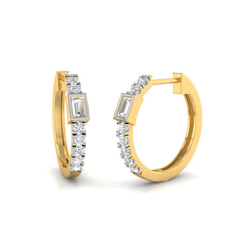 Pendientes Aro Baguette con 16 Diamantes Creados 0.28 Quilates en Vermeil