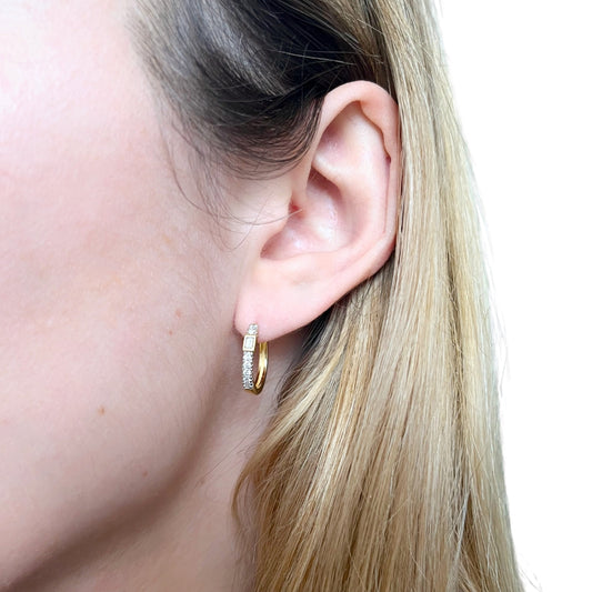 Pendientes Aro Baguette con 16 Diamantes Creados 0.28 Quilates en Vermeil