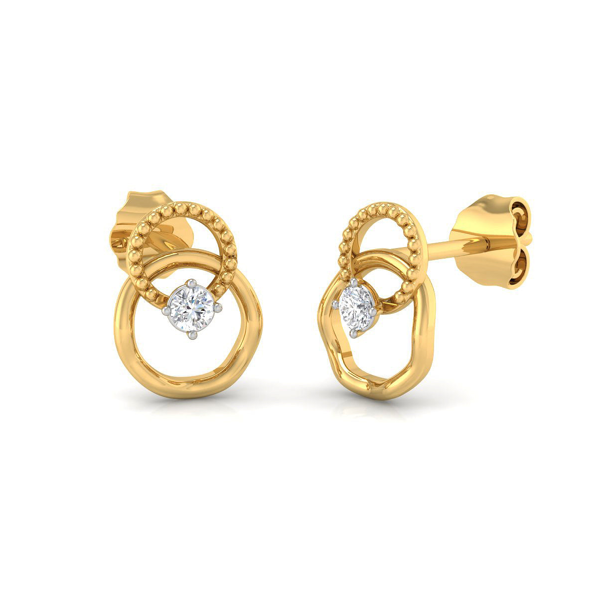 Pendientes de Aro con Diamantes Creados en Vermeil