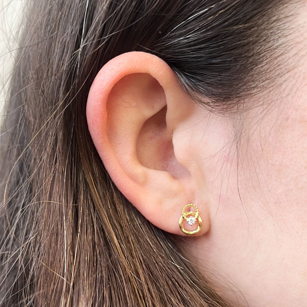 Pendientes de Aro con Diamantes Creados en Vermeil