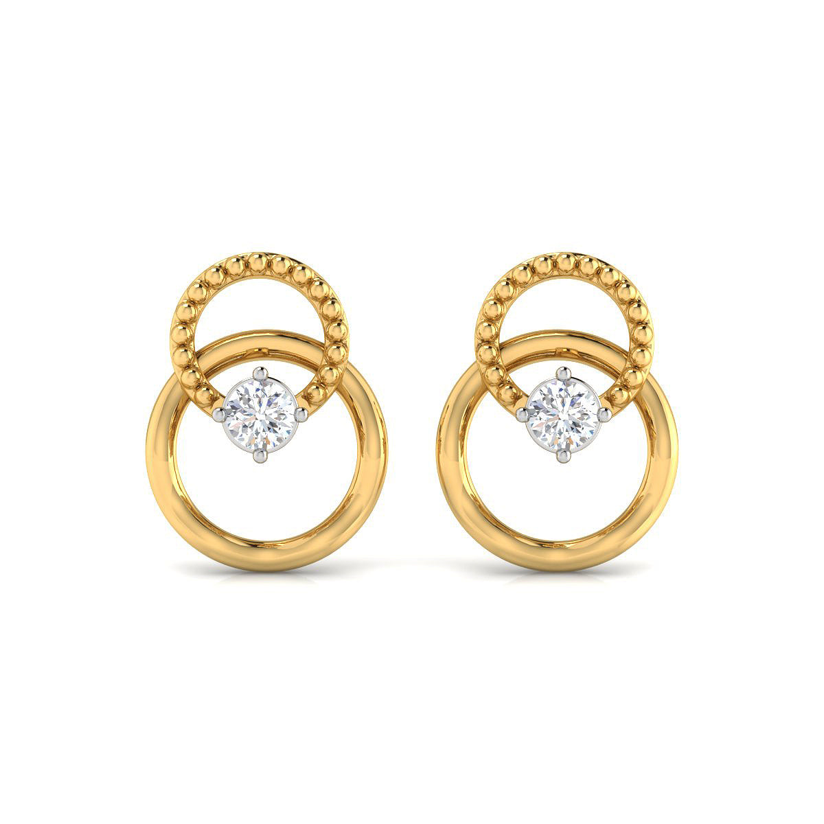 Pendientes de Aro con Diamantes Creados en Vermeil