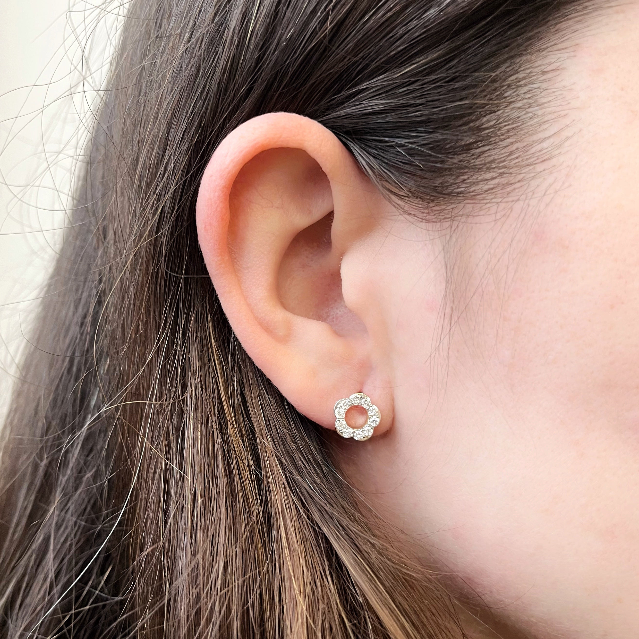 Pendientes Flor de Vermeil con Diamantes Creados