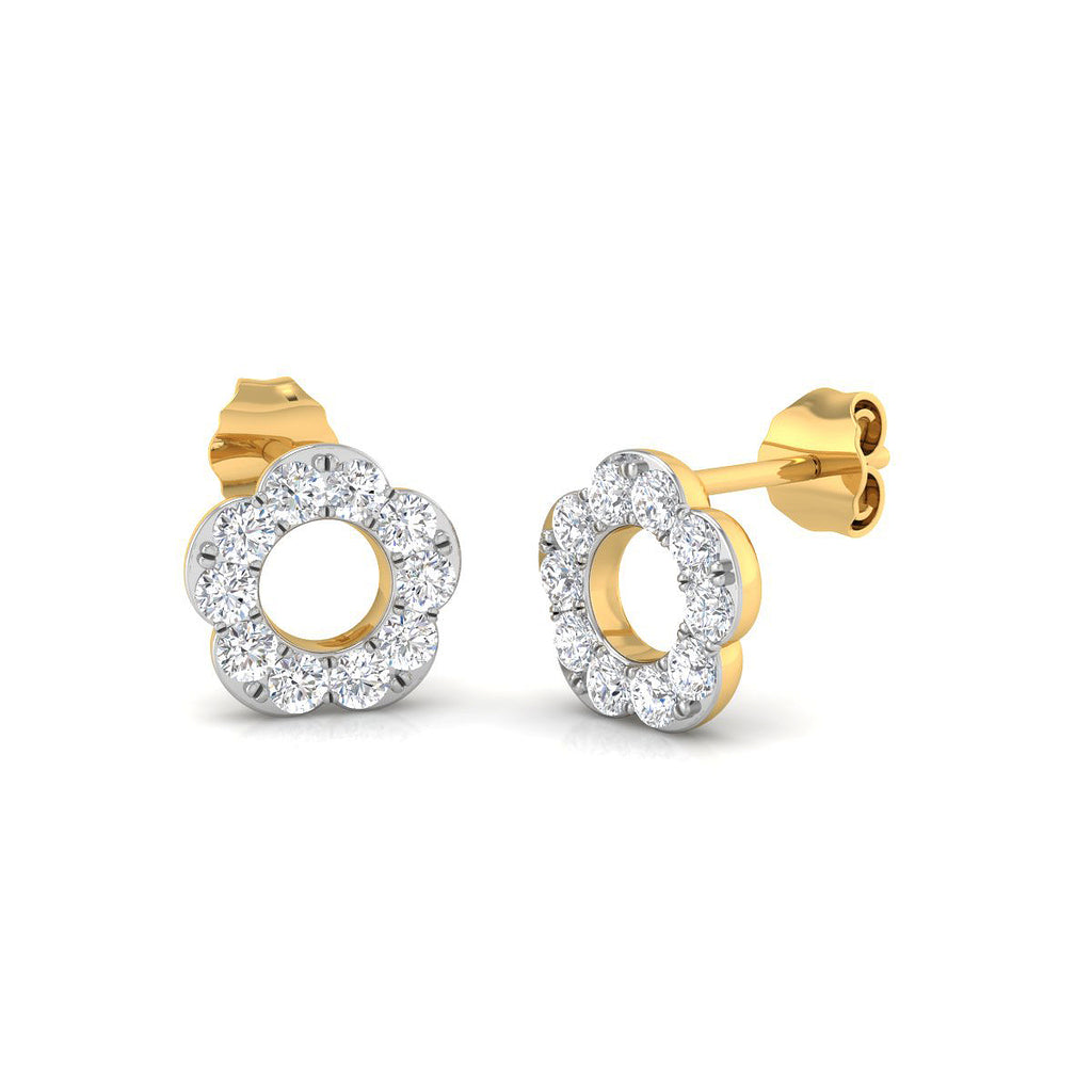 Pendientes Flor con Diamantes Creados en Vermeil