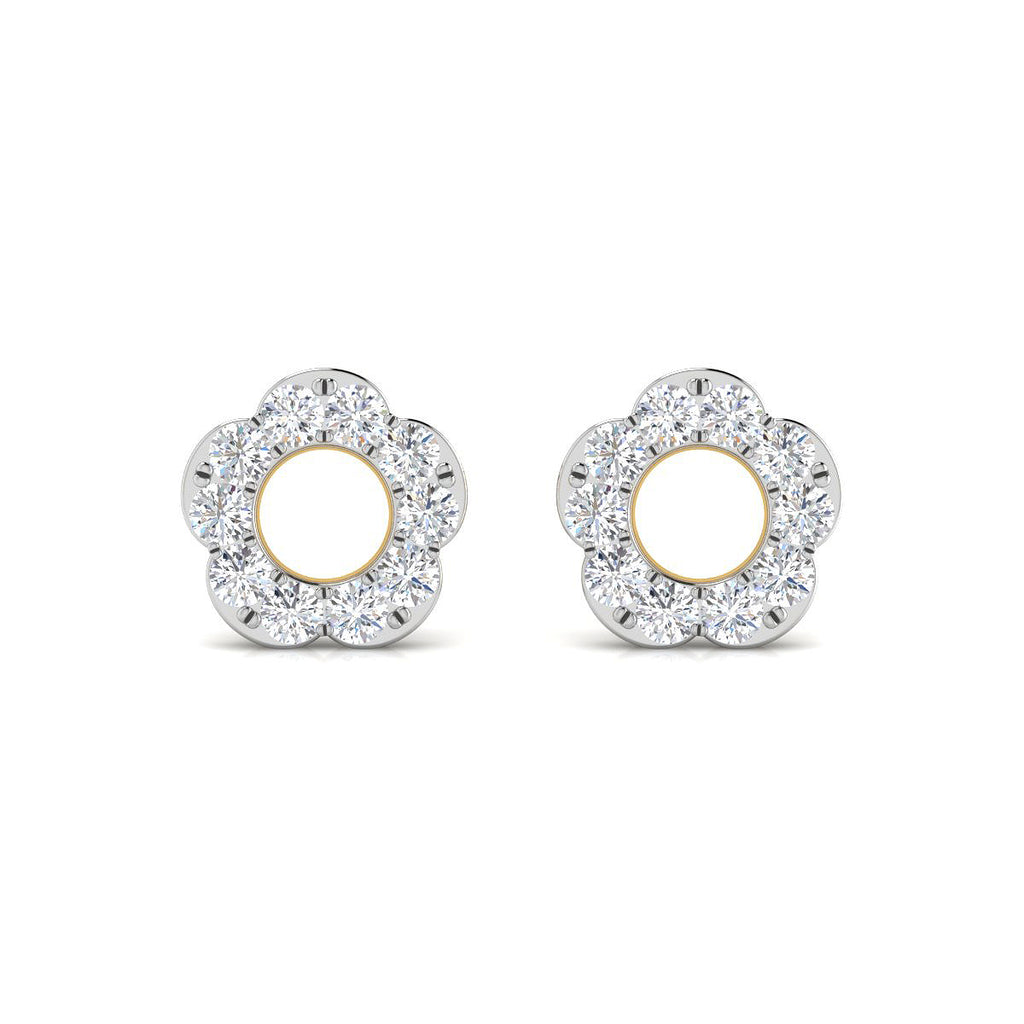 Pendientes Flor con Diamantes Creados en Vermeil