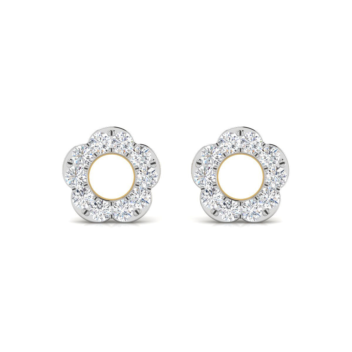 Pendientes Flor de Vermeil con Diamantes Creados