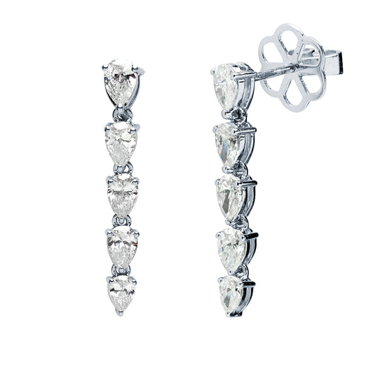 Pendientes Largos Kara con Diamantes Creados de 1,91 Quilates en Oro Blanco 9 Kilates