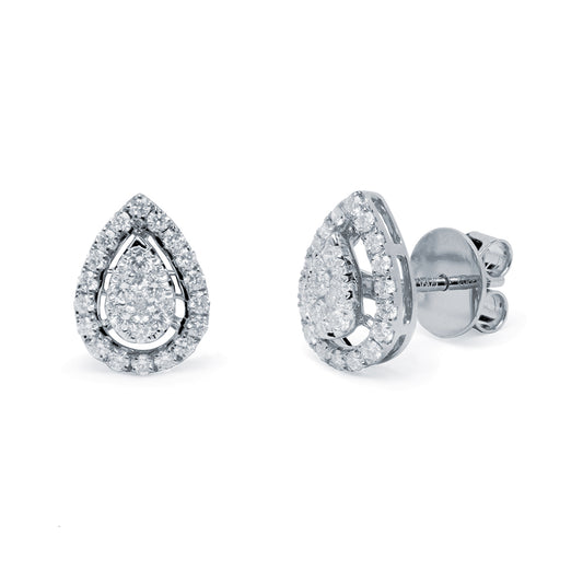 Pendientes Chanel con Diamantes Creados de 0,62 Quilates en Oro Blanco 9 Kilates