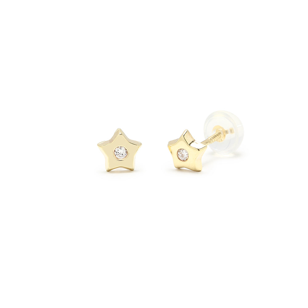 Pendientes Niña Estrella de Oro de 9 Quilates con Diamantes