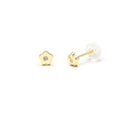 Pendientes Bebé Flor de Oro de 9 Quilates con Diamantes