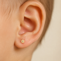 Pendientes Bebé Flor de Oro de 9 Quilates con Diamantes