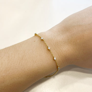 Pulsera Cadena con 5 Diamantes Creados 0.15 Quilates en Vermeil