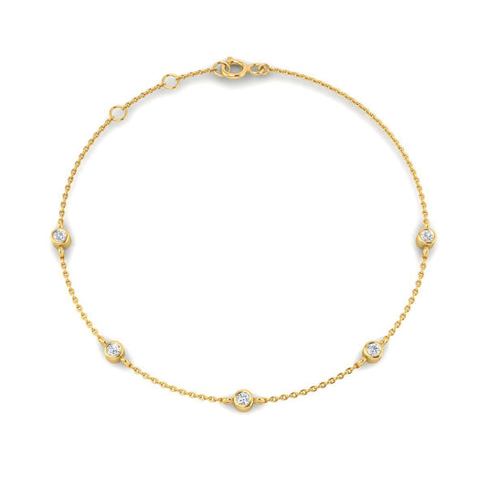 Pulsera Cadena con 5 Diamantes Creados 0.15 Quilates en Vermeil