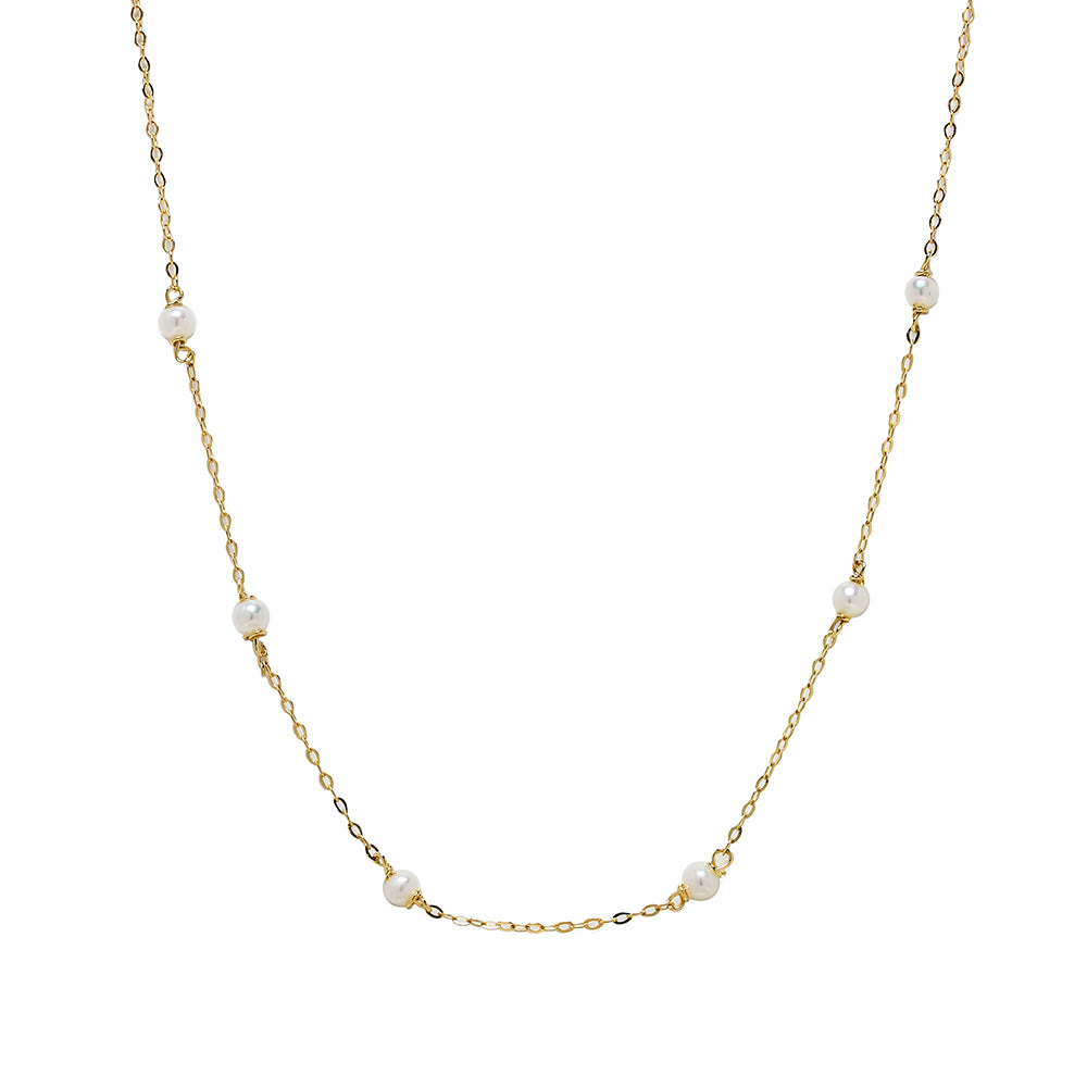 Gargantilla Lira con Perlas de Oro de 9 Quilates